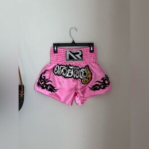 Another Boxer Pink Silver Muay Thai Boxing Shorts, Size Small